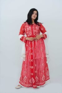 Red chikankari kurti